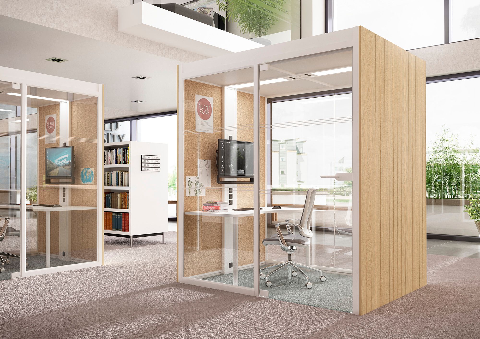 Aménagement de cabine acoustique dans des espaces de travail en flex-office ou coworking - Bloom Inside Lyon