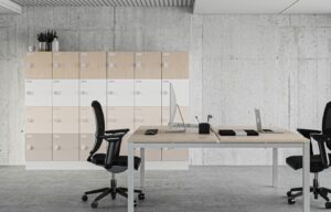 Aménagement rangements et casiers dans espaces de travail en flex-office ou coworking - Bloom Inside Lyon